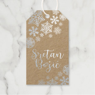 Étiquettes Cadeaux Sretan Božić bosniaque, Noël croate, Élégant