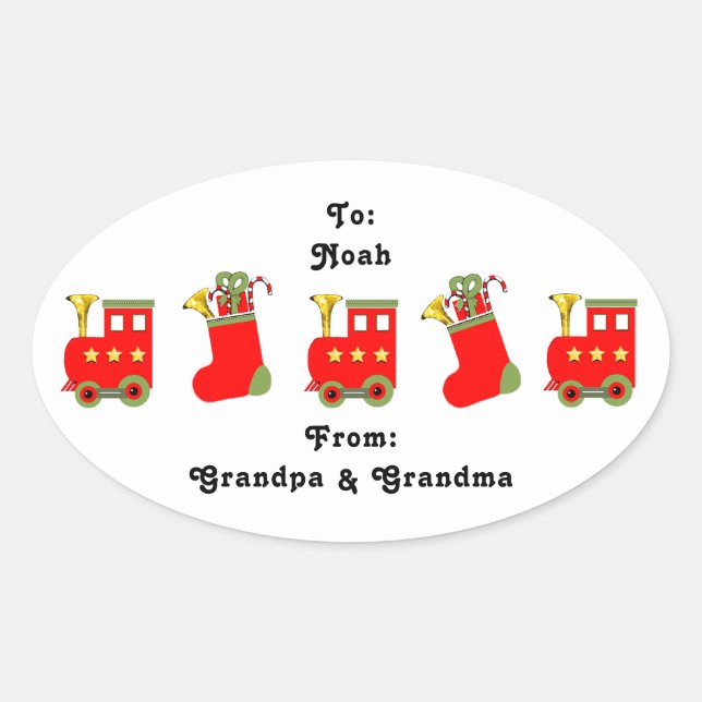 Étiquettes Cadeaux Train de Noël (Devant)