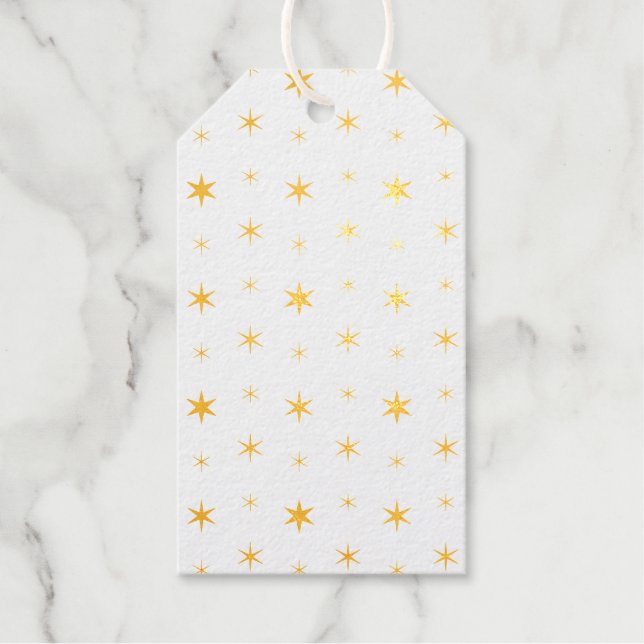 Étiquettes Cadeaux Twinkle Stars Gold Motif Noël (Recto)