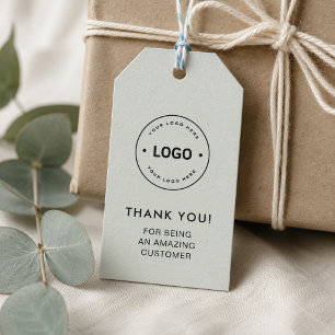 Étiquettes Cadeaux Vert Sauge Logo d'Entreprise Pe