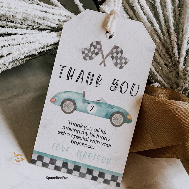 Étiquettes cadeaux voiture de course favoris Deux  ( Two fast gift tag,Birthday favor tags,Party Racing car,gift tag,Thank you tag,vintage car tag,
)