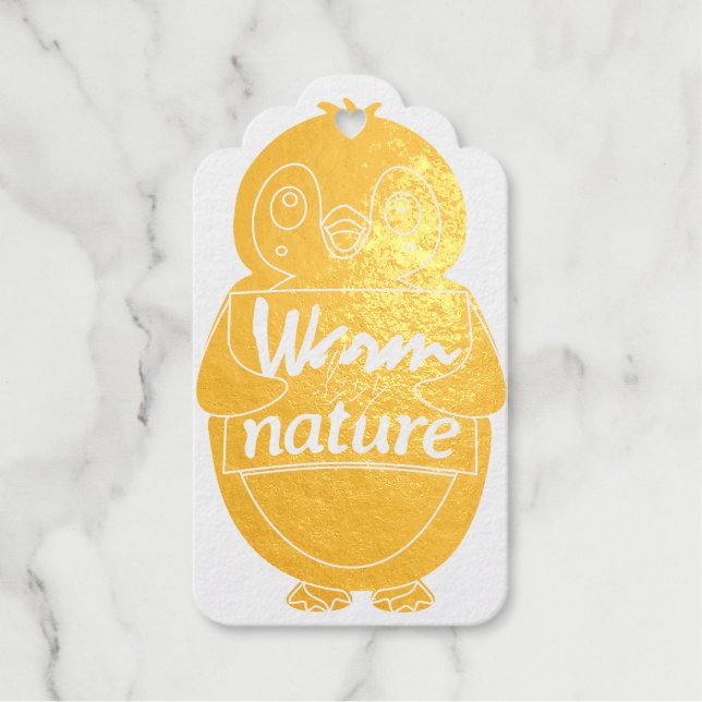 Étiquettes Cadeaux Warm by nature: Adorable Penguin with Playful Text (Recto)