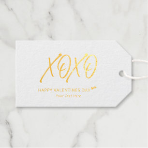 Étiquettes Cadeaux XOXO   Cœurs en or Joyuse Saint-Valentin