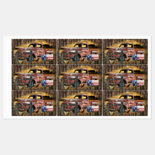 Étiquettes Camion rouge Vintage Camion rouge Camion agricole