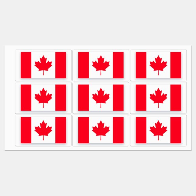 Étiquettes Canadian flag. CANADA.  (Feuille)