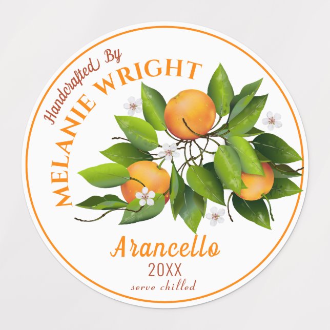 Étiquettes Canne à fruits orange (Design 1)