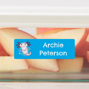 Étiquettes Caricature axolotl rose adorable personnalisée