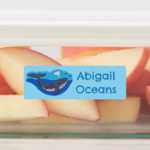 Étiquettes Caricature de baleine mignonne et de baleine de ve