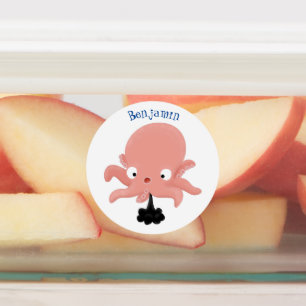 Étiquettes Caricature de bébé pieuvre rose mignonne humour