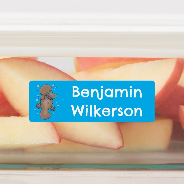 Étiquettes Caricature de bébé platypus joyeux personnalisée (Apposé)