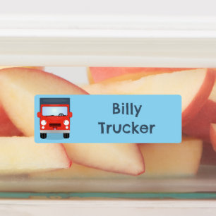 Étiquettes Caricature de camion kawaii rouge mignon personnal