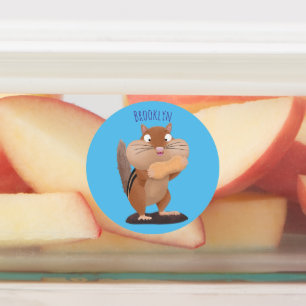 Étiquettes Caricature de chipmunk à grosses joues mignonnes
