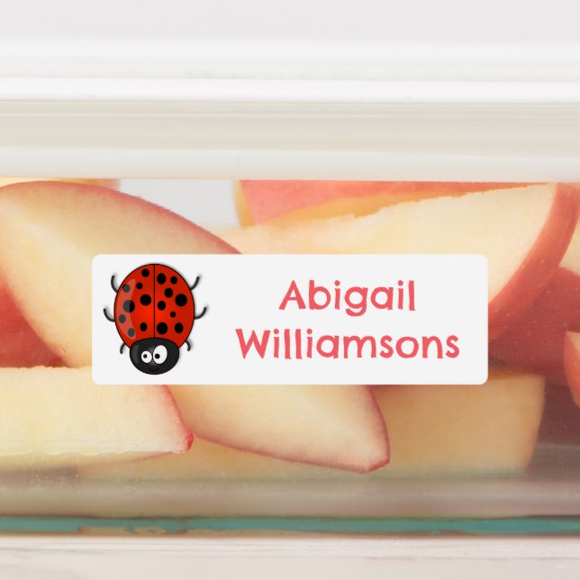 Étiquettes Caricature de coccinelle rouge joyeux personnalisé (Apposé)