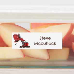 Étiquettes Caricature de crevette à vapeur rouge mignonne des