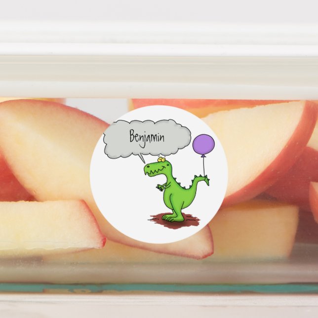 Étiquettes Caricature de dragon dragon drôle et vert respiran (Apposé)