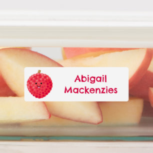 Étiquettes Caricature de fruits de litchee rose mignonne pers