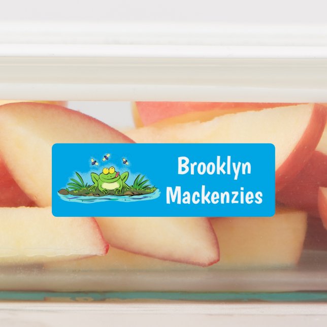 Étiquettes Caricature de grenouille vert mignon personnalisée (Apposé)