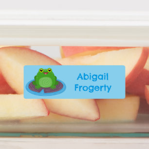 Étiquettes Caricature de grenouille verte joyeux personnalisé