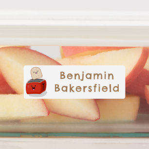 Étiquettes Caricature de grille-pain rouge Cute kawaii person