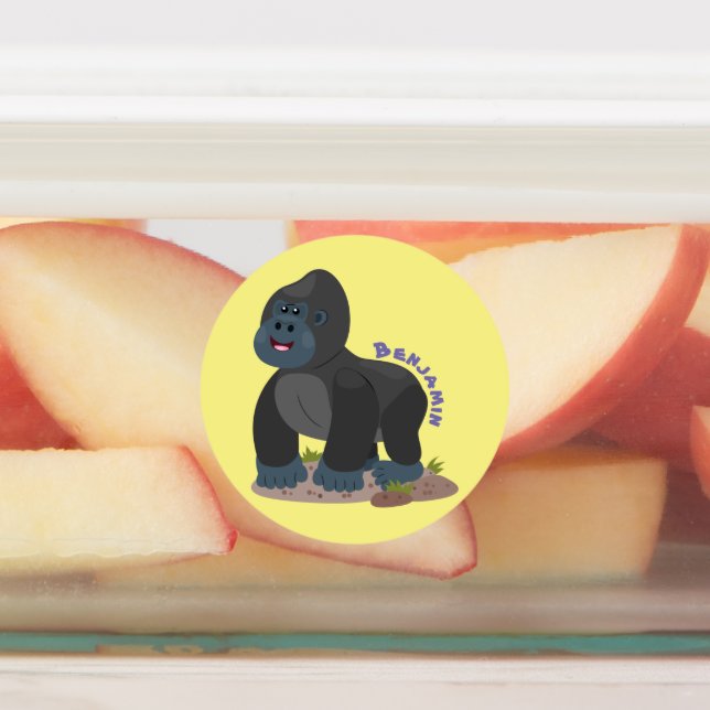 Étiquettes Caricature de gros gorilles joyeux (Apposé)