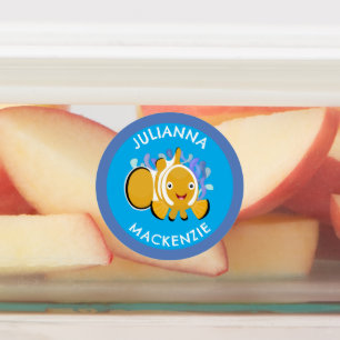 Étiquettes Caricature de l'école personnalisée de poissons cl