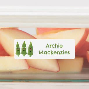 Étiquettes Caricature de légumes de l'okra chantante mignonne