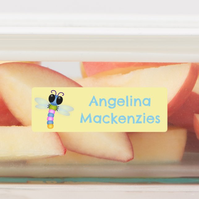 Étiquettes Caricature de libellules bleu et rose mignonne per (Apposé)