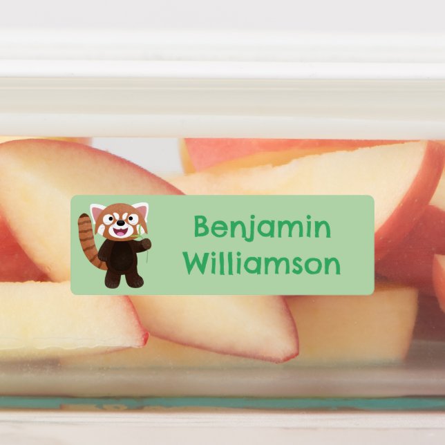 Étiquettes Caricature de panda rouge mignon personnalisée (Apposé)