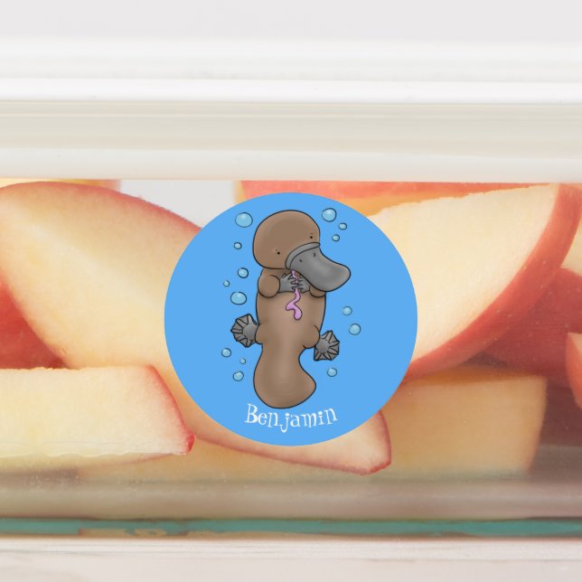 Étiquettes Caricature de platypus bébé très heureuse (Apposé)