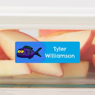 Étiquettes Caricature de poisson Piranha personnalisée