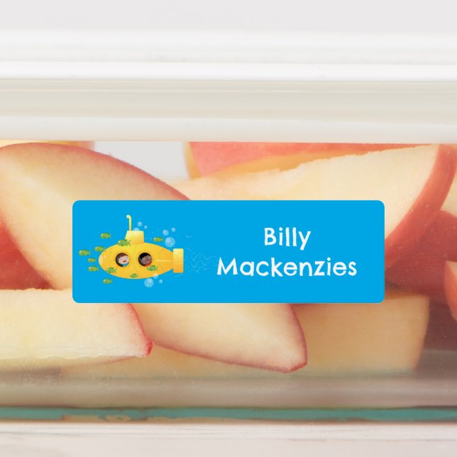 Étiquettes Caricature de poisson sous-marin jaune mignon pers (Apposé)