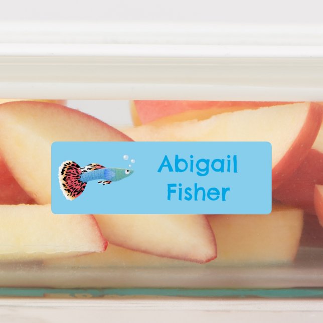 Étiquettes Caricature de poisson tropical mignonne guppy pers (Apposé)