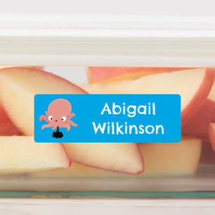 Étiquettes Caricature de poulpe de bébé rose mignonne personn