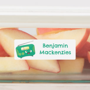 Étiquettes Caricature de radio rétro amusante personnalisée