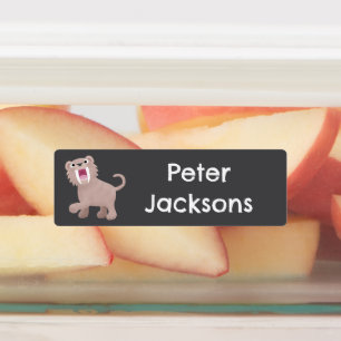 Étiquettes Caricature de Saber Toothed Tiger Smilodon personn