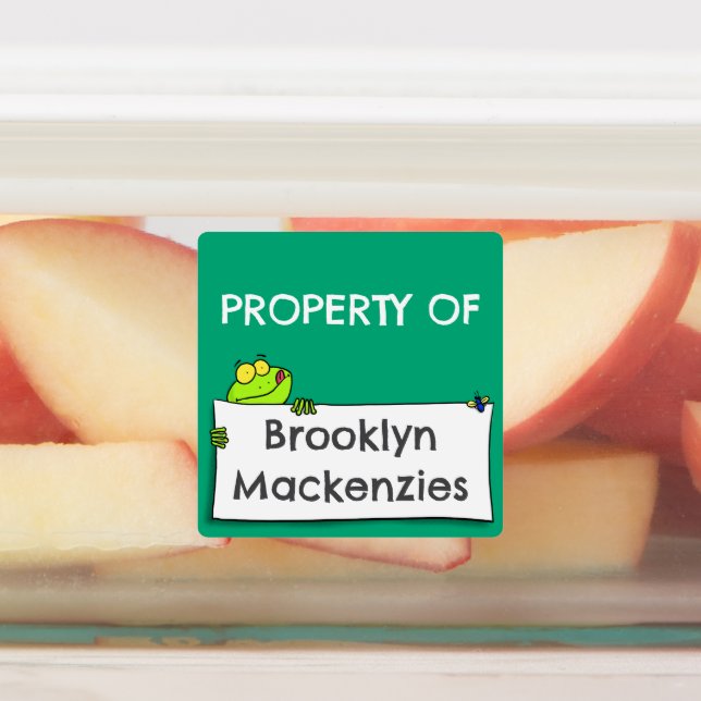 Étiquettes Caricature de signe grenouille verte mignonne pers (Apposé)