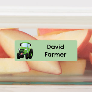 Étiquettes Caricature de tracteur agricole vert joyeux person