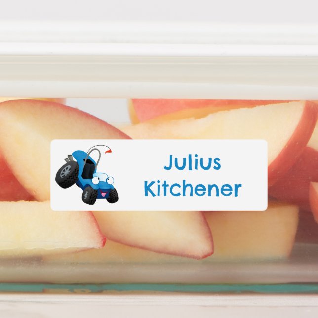 Étiquettes Caricature de véhicule buggy dune mignonne personn (Apposé)