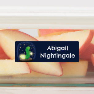 Étiquettes Caricature de vers vert mignon personnalisée