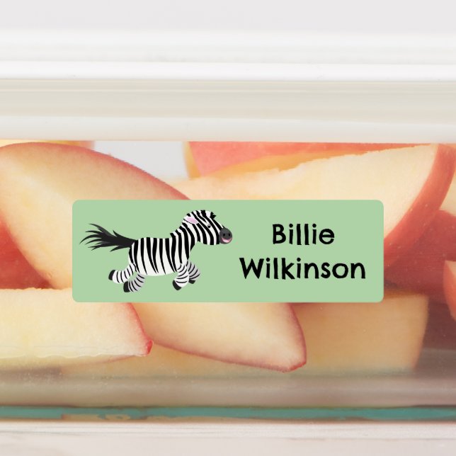 Étiquettes Caricature de zèbre drôle personnalisées (Apposé)