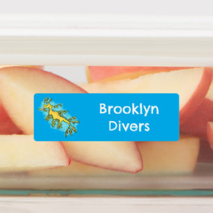 Étiquettes Caricature dragon de mer feuilletée personnalisée