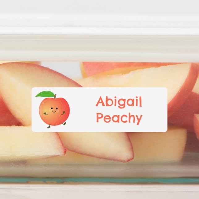 Étiquettes Caricature jaune pêche joyeux personnalisée (Apposé)