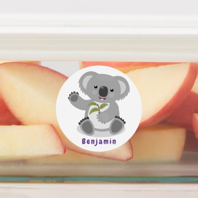 Étiquettes Caricature joyeux koala agitant (Apposé)