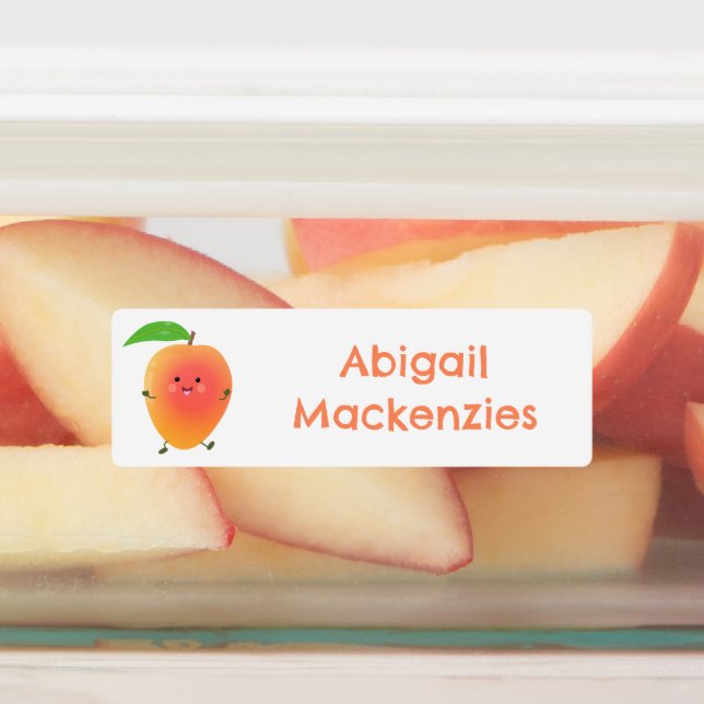 Étiquettes Caricature mignonne joyeux mangue jaune personnali (Apposé)