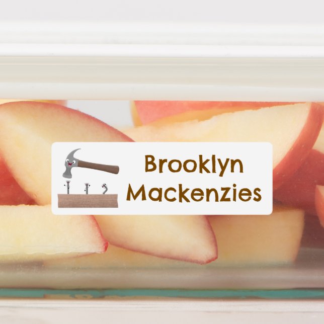 Étiquettes Caricature mignonne, marteau et ongles personnalis (Apposé)