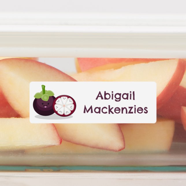 Étiquettes Caricature mignonne mauve mangoustan personnalisée (Apposé)