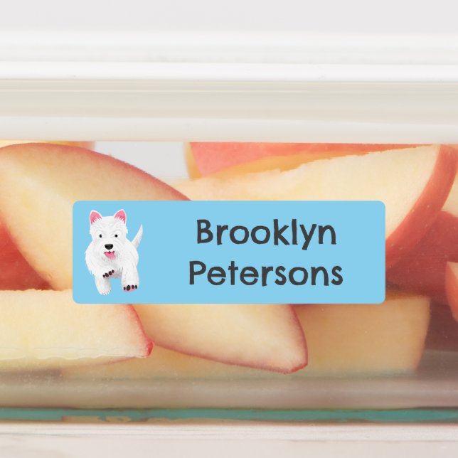 Étiquettes Caricature sur le terrier blanc de l'ouest personn (Apposé)