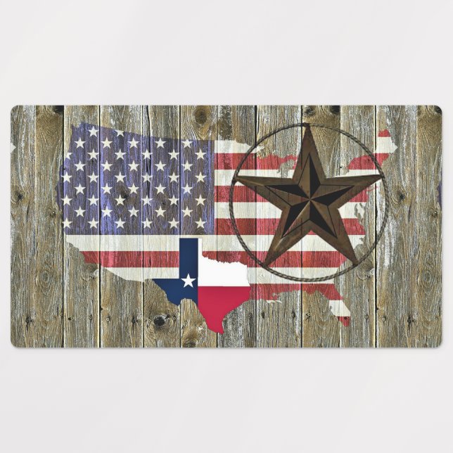 Étiquettes Carte du drapeau de l'État de Texas Lone Star (Design 1)
