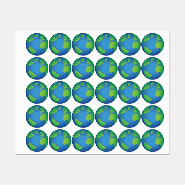 Étiquettes Carte du monde (Feuille)