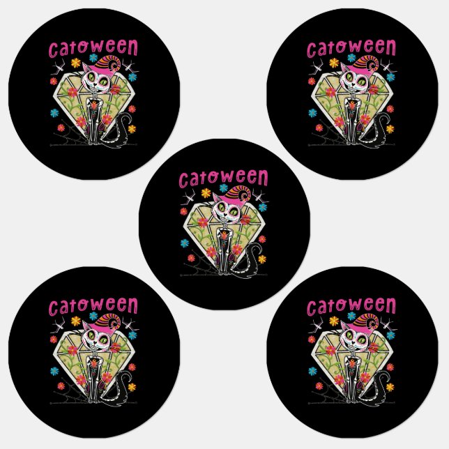 Étiquettes Catoween Halloween (Groupe)
